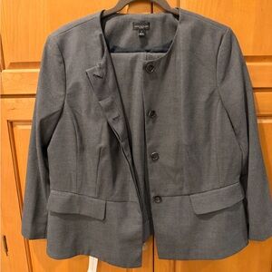 Ann Taylor Gray Collarless Textured Blazer